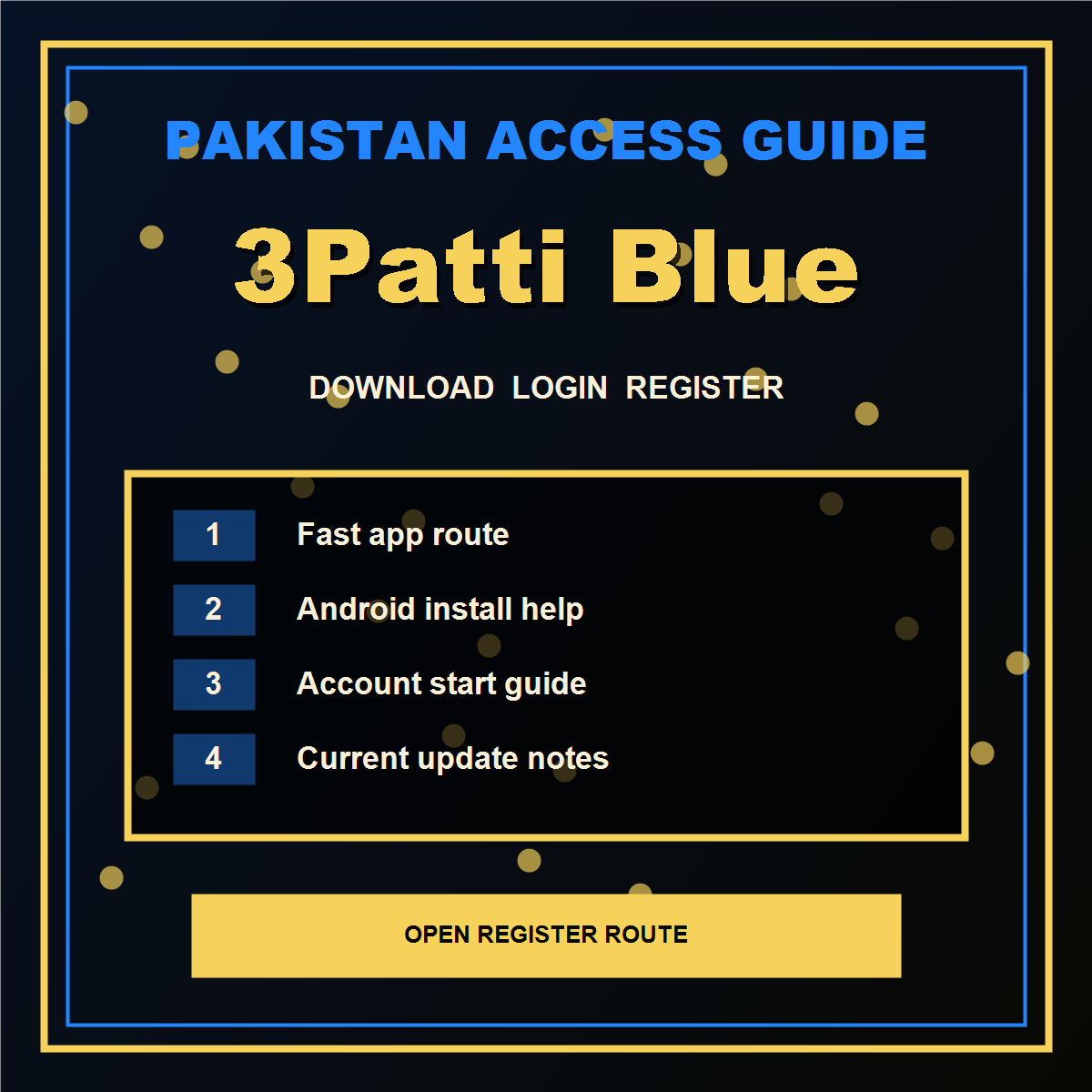 3Patti Blue Pakistan login and register route visual